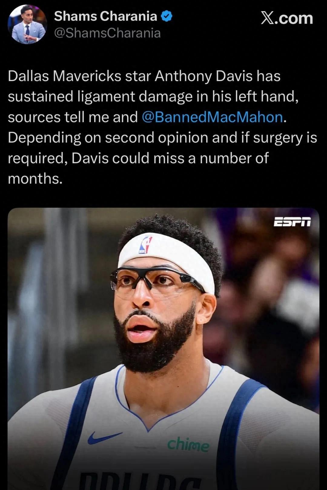 No more playing! Anthony Davis suffers a severe hand injury! The NBA's most fragile star