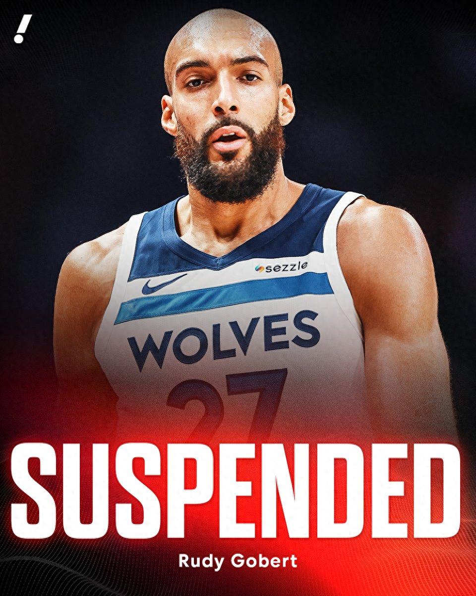 NBA announces Gobert's one-game suspension: over $200,000 in lost salary, will miss tomorrow's game against the Bucks