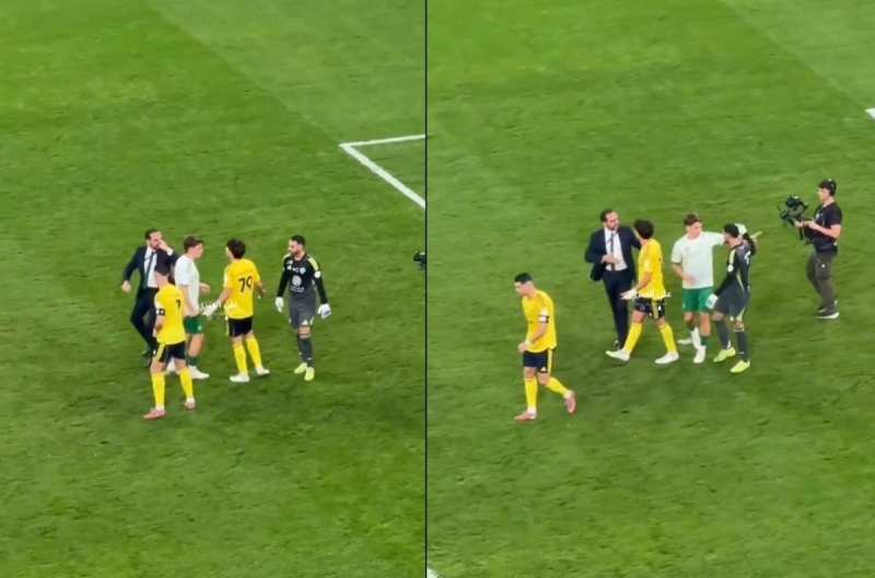 Ronaldo made a puzzling ball control and reacted tensely after hearing chants of 'Messi'